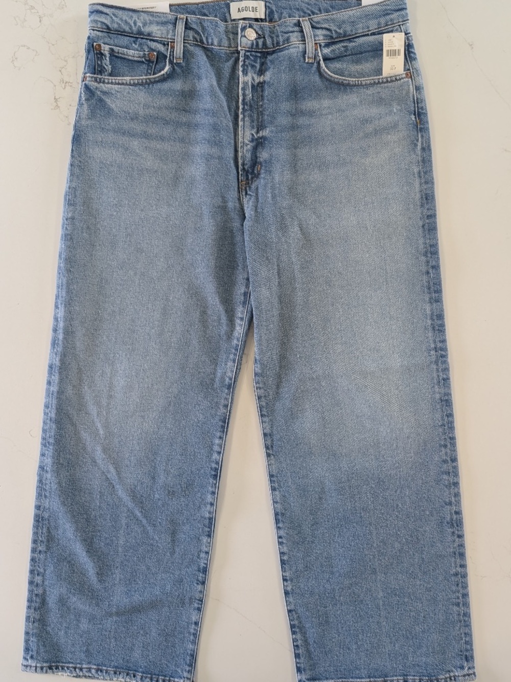 AGOLDE Harper Mid Rise Relaxed Straight Jeans Forum Blue Size 33 x 29 $238